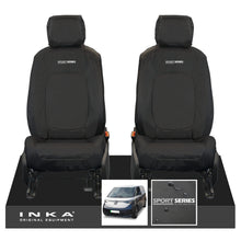 Load image into Gallery viewer, VW ID Buzz Cargo Front 1+1 INKA Tailored Waterproof Seat Covers Black with Embroidery MY22 onwards - Sport-Series Embroidery
