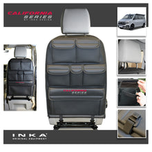 Load image into Gallery viewer, VW California T6.1,T6,T5 Inka Seatstor Seat Storage Six Pocket Organsier Tidy Black Leatherette With bespoke " California Series" embroidery