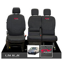Load image into Gallery viewer, Citroen Berlingo MK3 Front 1+2 Inka Fully Tailored Waterproof Seat Covers Black MY2018 to present - CV Racing Embroidery