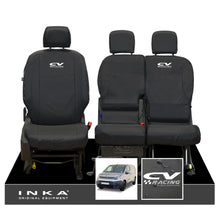 Load image into Gallery viewer, Citroen Berlingo MK3 Front 1+2 Inka Fully Tailored Waterproof Seat Covers Black MY2018 to present - CV Racing Embroidery