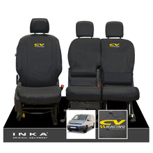 Load image into Gallery viewer, Citroen Berlingo MK3 Front 1+2 Inka Fully Tailored Waterproof Seat Covers Black MY2018 to present - CV Racing Embroidery