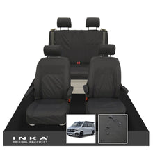 Load image into Gallery viewer, VW California Ocean/Coast/Beach/Surf Inka Fully Tailored Waterproof Seat Covers Black Front & Rear With ISOFIX Fits T6.1 ,T6,T5.1 all model years fits with and without airbags