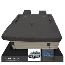 Load image into Gallery viewer, VW California Ocean/Coast/Beach/Surf Inka Fully Tailored Waterproof Seat Covers Black Front & Rear With ISOFIX Fits T6.1 ,T6,T5.1 all model years fits with and without airbags - RV ADVENTURE Embroidery