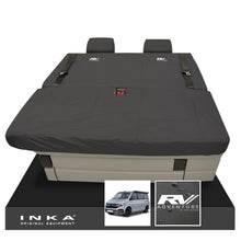 Load image into Gallery viewer, VW California Ocean/Coast/Beach/Surf Inka Fully Tailored Waterproof Seat Covers Black Front & Rear With ISOFIX Fits T6.1 ,T6,T5.1 all model years fits with and without airbags - RV ADVENTURE Embroidery