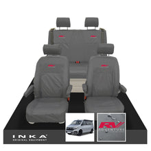 Load image into Gallery viewer, VW California Ocean/Coast/Beach/Surf Inka Fully Tailored Waterproof Seat Covers Grey Front & Rear With ISOFIX Fits T6.1 ,T6,T5.1 all model years fits with and without airbags