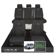 Load image into Gallery viewer, VW California Ocean/Coast/Beach/Surf Inka Fully Tailored Waterproof Seat Covers Black Front & Rear With ISOFIX Fits T6.1 ,T6,T5.1 all model years fits with and without airbags