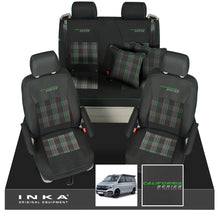 Load image into Gallery viewer, VW California T6.1, T6, T5.1, T5 Ocean, Coast, Beach, SE, Surf INKA Tailored Seat Covers Second Skin With GTi Tartan Centres & Embroidery