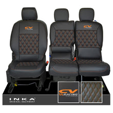 Load image into Gallery viewer, Peugeot Partner MK2 Front 1+2 CV RACING INKA Bentley Leatherette Tailored Seat Covers Black MY 08-17