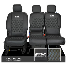 Load image into Gallery viewer, Peugeot Partner MK2 Front 1+2 CV RACING INKA Bentley Leatherette Tailored Seat Covers Black MY 08-17