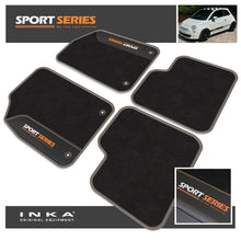 Load image into Gallery viewer, Fiat 500 Tailored Car Mats (Front & Rear Set) with Premium Carpet & OEM Leatherette Fits MY 2007-2020