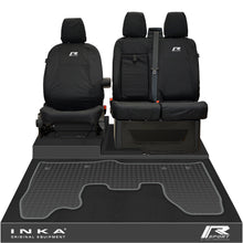 Load image into Gallery viewer, Ford Transit Custom INKA Front 1+2 Tailored Waterproof Seat Covers & Tailored Rubber Mat Black MY-12-23 (Choice of 7 Colours)
