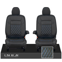 Load image into Gallery viewer, All New Ford Transit Custom Front 1+1 INKA Bentley Leatherette Tailored Seat Covers Black MY-2024 (Choice of 7 Colours)