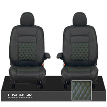 Load image into Gallery viewer, All New Ford Transit Custom Front 1+1 INKA Bentley Leatherette Tailored Seat Covers Black MY-2024 (Choice of 7 Colours)