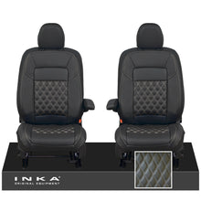 Load image into Gallery viewer, All New Ford Transit Custom Front 1+1 INKA Bentley Leatherette Tailored Seat Covers Black MY-2024 (Choice of 7 Colours)