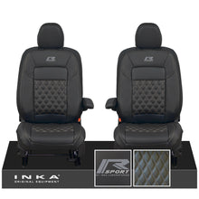 Load image into Gallery viewer, All New Ford Transit Custom Front 1+1 R-SPORT INKA Bentley Leatherette Tailored Seat Covers Black MY-2024 (Choice of 7 Colours)