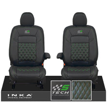 Load image into Gallery viewer, All New Ford Transit Custom Front 1+1 S-TECH INKA Bentley Leatherette Tailored Seat Covers Black MY-2024 (Choice of 7 Colours)