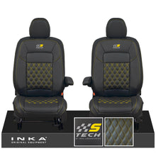 Load image into Gallery viewer, All New Ford Transit Custom Front 1+1 S-TECH INKA Bentley Leatherette Tailored Seat Covers Black MY-2024 (Choice of 7 Colours)