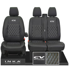 Load image into Gallery viewer, Ford Transit MK8/MK9 INKA Front Tailored Seat Covers Black Bentley Diamond Quilt MY 2014 Onwards (7 COLORS)