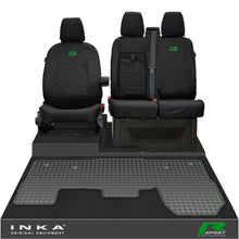 Load image into Gallery viewer, Ford Transit MK8/MK9 INKA Front 1+2 Tailored Waterproof Seat Covers & Tailored Rubber Mat Black MY-2014 Onwards (Choice of 7 Colours)