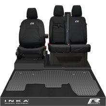 Load image into Gallery viewer, Ford Transit MK8/MK9 INKA Front 1+2 Tailored Waterproof Seat Covers & Tailored Rubber Mat Black MY-2014 Onwards (Choice of 7 Colours)