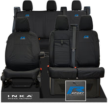 Load image into Gallery viewer, Ford Transit Custom INKA Front & Rear Set Tailored Waterproof Seat Covers Black - R-SPORT Embroidery
