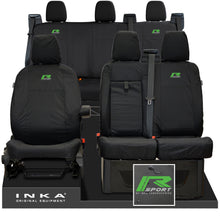 Load image into Gallery viewer, Ford Transit Custom INKA Front & Rear Set Tailored Waterproof Seat Covers Black - R-SPORT Embroidery