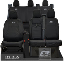 Load image into Gallery viewer, Ford Transit Custom INKA Front & Rear Set Tailored Waterproof Seat Covers Black - R-SPORT Embroidery