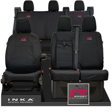 Load image into Gallery viewer, Ford Transit Custom INKA Front & Rear Set Tailored Waterproof Seat Covers Black - R-SPORT Embroidery