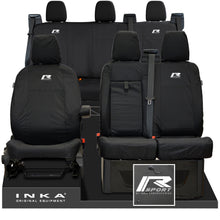 Load image into Gallery viewer, Ford Transit Custom INKA Front & Rear Set Tailored Waterproof Seat Covers Black - R-SPORT Embroidery