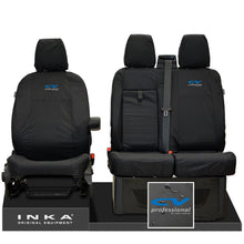 Load image into Gallery viewer, Ford Transit Custom INKA Front Set 1+2 Tailored Waterproof Seat Covers Black - CV Professional Embroidery