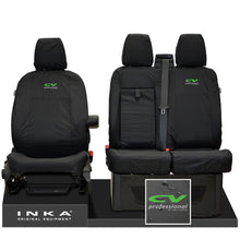 Load image into Gallery viewer, Ford Transit Custom INKA Front Set 1+2 Tailored Waterproof Seat Covers Black - CV Professional Embroidery