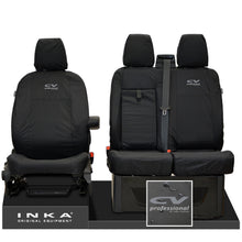 Load image into Gallery viewer, Ford Transit Custom INKA Front Set 1+2 Tailored Waterproof Seat Covers Black - CV Professional Embroidery