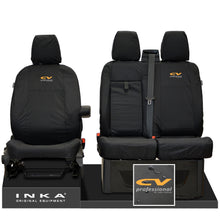 Load image into Gallery viewer, Ford Transit Custom INKA Front Set 1+2 Tailored Waterproof Seat Covers Black - CV Professional Embroidery