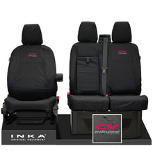 Load image into Gallery viewer, Ford Transit Custom INKA Front Set 1+2 Tailored Waterproof Seat Covers Black - CV Professional Embroidery