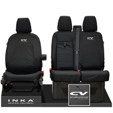 Load image into Gallery viewer, Ford Transit Custom INKA Front Set 1+2 Tailored Waterproof Seat Covers Black - CV Professional Embroidery