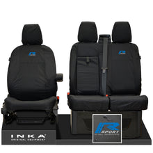 Load image into Gallery viewer, Ford Transit Custom INKA Front Set 1+2 Tailored Waterproof Seat Covers Black - R-SPORT Embroidery