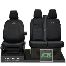 Load image into Gallery viewer, Ford Transit Custom INKA Front Set 1+2 Tailored Waterproof Seat Covers Black - R-SPORT Embroidery