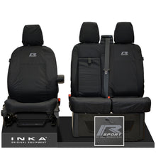 Load image into Gallery viewer, Ford Transit Custom INKA Front Set 1+2 Tailored Waterproof Seat Covers Black - R-SPORT Embroidery