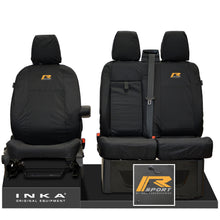 Load image into Gallery viewer, Ford Transit Custom INKA Front Set 1+2 Tailored Waterproof Seat Covers Black - R-SPORT Embroidery