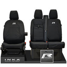 Load image into Gallery viewer, Ford Transit Custom INKA Front Set 1+2 Tailored Waterproof Seat Covers Black - R-SPORT Embroidery