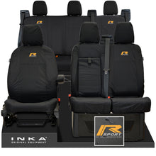 Load image into Gallery viewer, Ford Transit Custom INKA Front & Rear Set Tailored Waterproof Seat Covers Black - R-SPORT Embroidery