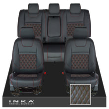 Load image into Gallery viewer, Ford Ranger Wildtrak Front & Rear Triple INKA Bentley Leatherette Tailored Seat Covers Black MY16-22