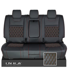 Load image into Gallery viewer, Ford Ranger Wildtrak Rear Triple INKA Bentley Leatherette Tailored Seat Covers Black MY16-22