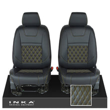 Load image into Gallery viewer, Ford Ranger Wildtrak INKA Front 1+1 Tailored Seat Covers Black Bentley Diamond Quilt MY-16-22