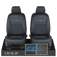 Load image into Gallery viewer, Ford Ranger Wildtrak INKA Front 1+1 Tailored Seat Covers Black Bentley Diamond Quilt MY-16-22