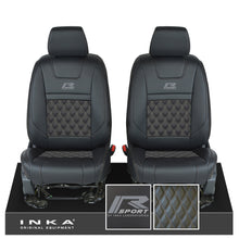 Load image into Gallery viewer, Ford Ranger Wildtrak INKA Front 1+1 Tailored Seat Covers Black Bentley Diamond Quilt MY-16-22