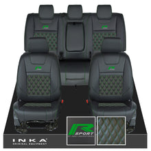 Load image into Gallery viewer, Ford Ranger Wildtrak R SPORT Front & Rear Triple INKA Bentley Leatherette Tailored Seat Covers Black MY16-22