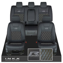 Load image into Gallery viewer, Ford Ranger Wildtrak R SPORT Front & Rear Triple INKA Bentley Leatherette Tailored Seat Covers Black MY16-22