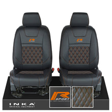 Load image into Gallery viewer, Ford Ranger Wildtrak INKA Front 1+1 Tailored Seat Covers Black Bentley Diamond Quilt MY-16-22