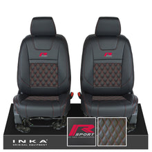 Load image into Gallery viewer, Ford Ranger Wildtrak INKA Front 1+1 Tailored Seat Covers Black Bentley Diamond Quilt MY-16-22